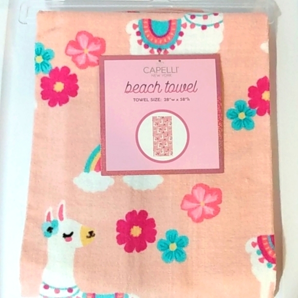 CAPELLI NEW YORK WHITE UNICORNS & RAINBOWS BEACH TOWEL SIZE 28W X 58H NWT - Picture 7 of 8